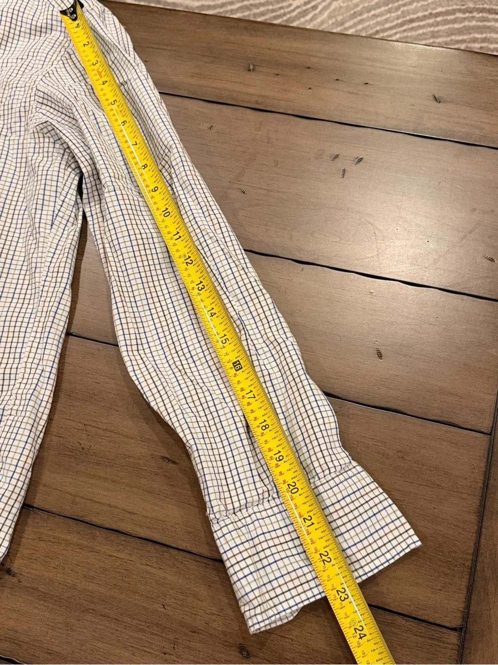 J Crew Men’s Button Down Slim Flex White Blue Green Brown Check Shirt #497